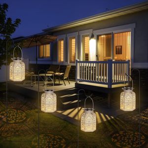Farol Colgante Blanco de Metal con Corte Láser y Bonito Diseño para Decoración Navideña en Interiores y Exteriores - Product Image 3