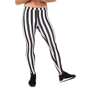 Leggings de sport pour hommes, pantalons de jogging décontractés à rayures noires et blanches, séchage rapide, pour la course à pied, la gym et l'entraînement - Product Image 1