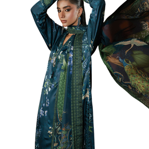Ensemble Kurta en Soie Imprimée de Luxe pour Femme, Longueur Ras du Sol, Tenue Traditionnelle Indienne et Pakistanaise pour Mariage, Coupe Ample, Infroissable - Product Image 5