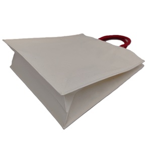 <b>Plain</b> <b>Large</b> Capacity Custom Top Zip Closure Waterproof Laminated <b>Canvas</b> Beach Tote Bag With red Handle Shopping Promotion Gift - Product Image 3