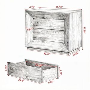 Comodini Moderni in Stile Francese con 2 Cassetti, Mobili Minimalisti Anticati per Camere da Letto o Appartamenti - Product Image 3