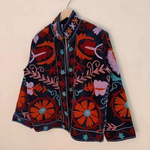 Indian Handmade Suzani Cotton Jacket Hand Embroidered Short Jacket Unisex <b>Coat</b> Handmade Suzani Short Jacket - Product Image 1