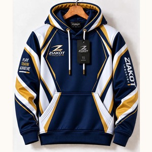 Wholesale Direct Ziakot Industry Custom Stitched Navy White-<b>Orange</b> Line Sports Pullover <b>Sweatshirt</b> Hoodie - Product Image 4