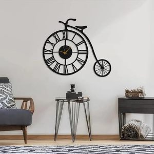 Reloj de Pared Digital con Diseño de Bicicleta Europea, Marco Metálico, Patrón Escénico 3D Moderno, de Lujo para Sala de Estar, con Batería de Cuarzo - Product Image 5