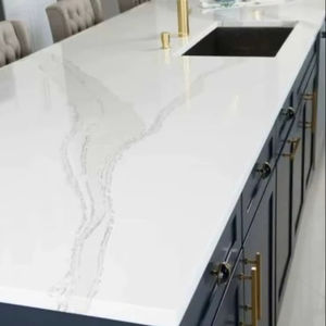 Encimera Moderna de Superficie Sólida de Mármol Blanco Calacatta para Isla de Cocina, Ideal para Uso en Hoteles - Product Image 1