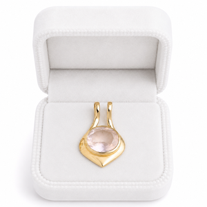 Rose Quartz Geometric Pendant Gold Tone Natural Pink Gemstone <b>Necklace</b> Minimalist <b>Statement</b> Jewelry Gift for Women Her - Product Image 5