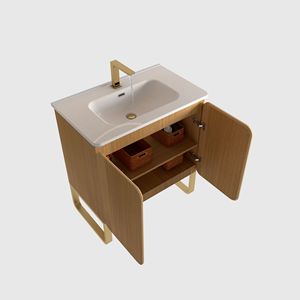 U093-Dalia30F-107 30 \ "moderno lavello in ceramica a 2 porte lavello 2 bagni da bagno in legno chiaro - Product Image 4