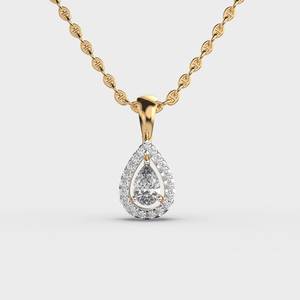 Pendentif solitaire en diamant taille poire plaqué or 18 carats pour femme, bijou de fiançailles classique, forme goutte d'eau, sertissage griffe - Product Image 2