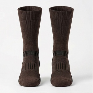 Brown Crew <b>Socks</b> Breathable Polyester Spandex <b>Running</b> Athletic Solid Color Men Women Autumn Sport Wear - Product Image 1