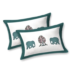 Parure de lit en coton imprimée à la main motif éléphant et arbre, taille King, avec taies d'oreiller pour la maison et l'hôtellerie - Product Image 3