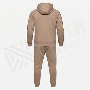 Ensemble de survêtement à capuche pour homme, couleur unie, manches longues, fermeture éclair, vêtements de sport décontractés, respirant, polyester et coton, ensemble de jogging, automne - Product Image 2
