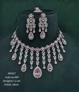 09327Designer CZ Jewelry Set <b>Necklace</b> Earrings Rhodium Plated Red Zircon Classic Wedding Women's Fashion Jewelry - Product Image 4