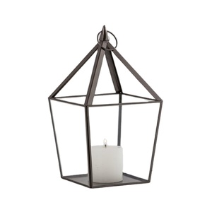 Lanterne géométrique en métal avec panneaux en verre pour décorations de mariage en extérieur, design imperméable - Product Image 1