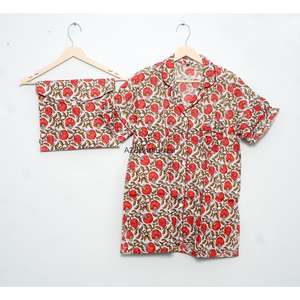 Pijamas de Mujer de Lujo, Suaves, de Algodón con Encaje, Manga Corta, Cuello en V, Estampado Floral, Transpirables, Lavables, Corte en A, Sexys, para Club Nocturno, con Cordón Ajustable - Product Image 5