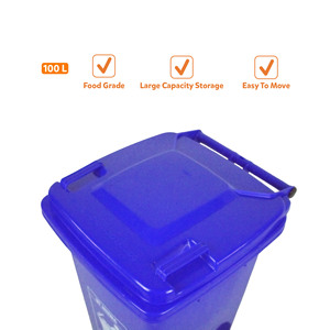 100L <b>Plastic</b> Waste Bin <b>Wheels</b> Flip Lid Cylindrical Outdoor Large Capacity Garbage Container Hospital Street Public Places School - Product Image 3