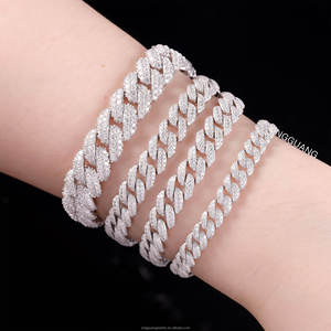 Bracelet tennis personnalisé en moissanite VVS 3mm 4mm 5mm, chaîne en laiton plaqué rhodium et palladium, bijoux hip-hop pour homme et femme - Product Image 1