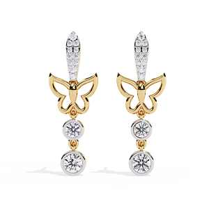 Boucles d'oreilles romantiques en forme de papillon avec pierres rondes en moissanite en argent 925 plaqué rhodium pour femmes, bijoux de mariage - Product Image 4