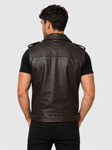Men <b>Leather</b> <b>Vest</b> Genuine <b>Leather</b> Biker Motorcycle Fashion Casual Outdoor Winterwear Sleeveless Slim Fit Stylish Premium <b>Vest</b> - Product Image 2