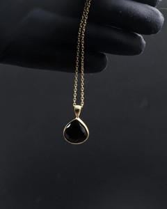 Collar con Colgante de Turmalina Negra en Forma de Lágrima, Cadena Chapada en Oro y Plata, Cristal Curativo, Protección, Piedra Energética, Joyería, Regalo - Product Image 3