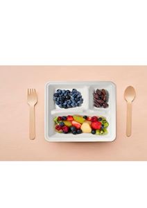 Bandeja de Comida Desechable de 3 Compartimentos de Bagazo de Caña de Azúcar, Bandejas Biodegradables para Alimentos, Aptas para Microondas y Congelador, Platos Ecológicos - Product Image 4