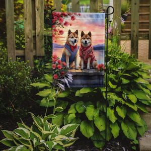 Bandera de jardín Multicolor de dos corazones Akita, buzón decorativo, Bandera de patio para ilustraciones de Patio para camas de flores - Product Image 2