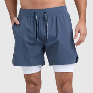 Shorts en molleton de coton French Terry pour hommes, style streetwear, délavés à l'acide, avec cordon de serrage et logo imprimé en relief, personnalisables - Product Image 4