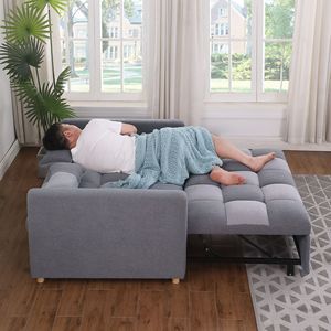 Adjustable Backrest 3-in-1 Sleeper Sofa Couch Bed <b>Small</b> for Teddy Convertible Loveseat Futon Livin <b>Pillows</b> - Product Image 5
