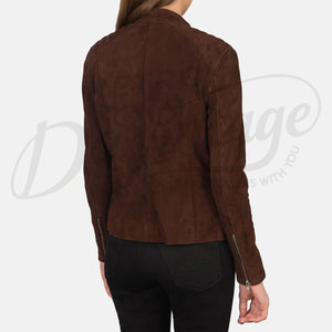 Women Geniune <b>Suede</b> Laether brown Leather Real Sheep Skin Leather Motorcycle <b>Jacket</b> For Women Custom Women Black Leather <b>Jacket</b> - Product Image 5