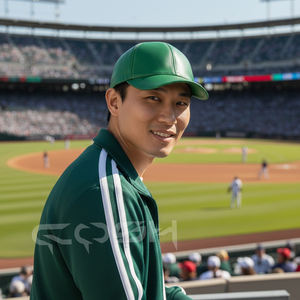 Proveedor de Gorras de Béisbol de Cuero Verde Genuino de Alta Calidad de Pakistán - Product Image 4