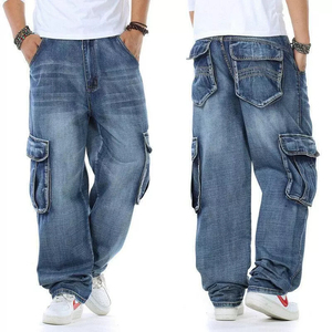 Pantalones Vaqueros Cargo Holgados de Estilo Vintage para Hombre, Pantalones de Mezclilla de Pierna Ancha con Múltiples Bolsillos, Moda Urbana, Hip Hop, Casual - Product Image 1