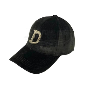 Gorra de Béisbol Negra de Moda para Primavera/Otoño, Fabricada al por Mayor, 100% Poliéster, Unisex, con Pedrería de Terciopelo - Product Image 5