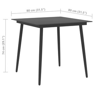 Table de jardin en acier thermolaqué noir avec plateau en verre 31,5 x 31,5 x 29,1 pouces, mobilier d'extérieur - Product Image 4