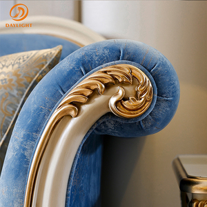 Muebles de sala de estar de terciopelo europeo personalizable conjunto de asiento doble azul clásico francés apartamento sofá de lujo real de madera maciza - Product Image 5