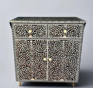 Mesa con Incrustaciones de Hueso de ILAHI, Diseño Moderno con Detalles de Ágata, Almacenamiento Portátil, Muebles para el Hogar - Product Image 5