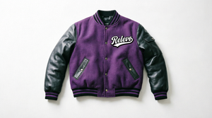 <b>Purple</b> <b>Varsity</b> <b>Jacket</b> Men Leather Sleeve Embroidered Logo Turn-down Collar Casual Autumn Wear - Product Image 6