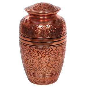 Urne funéraire en aluminium rose avec couvercle fileté, urne commémorative pour cendres humaines, gravée de motifs floraux, pour usage funéraire - Product Image 5