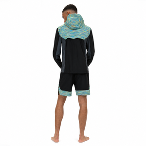 Custom Men’s Lightweight Printed Panel Hooded Running Tracksuit Full Zip Windbreaker Jacket with Athletic Shorts Performance Gym - Product Image 2