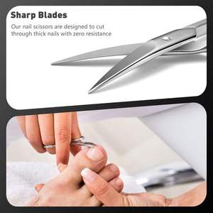 Ciseaux à cuticules professionnels en acier inoxydable de 9,5 cm, lame pointue durable, courbée, coupe-ongles, éliminateur de cuticules, manucure, pédicure, beauté - Product Image 1