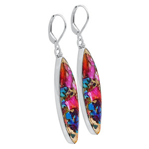 Pendientes Colgantes Gourik Vintage con Bisel y Turquesa Natural Cobre Corte Marquesa, Plata de Ley 925, Joyería para Mujer - Product Image 5