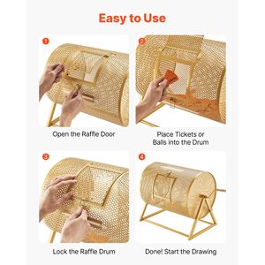 Attrezzatura per Fiere: Tamburo Gira Biglietti da Lotteria Rinforzato 40,9 cm x 30,2 cm, Capacità 5000 Biglietti, 200 Palline da Ping Pong - Product Image 5