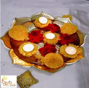 Traditional Lotus Pattern Urli Bowl <b>Tealight</b> <b>Holder</b> Diwali Decoration Lotus Urli Return Gift Beautiful Handcrafted Bowl - Product Image 3