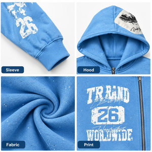 Sweat-shirt à capuche bleu clair pour homme, imprimé graphique, streetwear, 100% coton, automne, haute qualité, sur mesure - Product Image 6