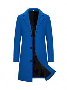 Plus Size <b>Men's</b> Blue Wool Overcoat Long Turn Down Collar Single <b>Breasted</b> Thick Winter <b>Coat</b> - Product Image 6