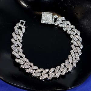 Luxury Iced Moissanite Cuban Link Chain <b>Bracelet</b> <b>Men</b> Women 925 Sterling <b>Silver</b> Rhodium Plated Hip Hop Jewelry - Product Image 3