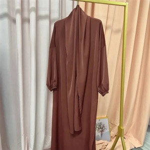 Robe de soirée droite longue en crêpe uni, manches longues, taille naturelle, ornée de cristaux, service OEM, teinte unie, idéale pour l'été - Product Image 3