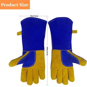 Gants de soudage de sécurité ignifuges à prix de gros, nouveaux gants de barbecue résistants à la chaleur en cuir de vachette pleine fleur pour soudeurs - Product Image 5