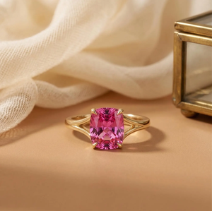 2ct Cushion Cut Pink Moissanite Split Band <b>Ring</b> <b>Solitaire</b> Engagement <b>Ring</b> Rhodium Plated 925 <b>Silver</b> Luxury Anniversary Gift for - Product Image 4