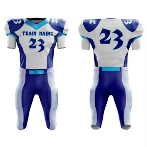 Custom Sublimated American Football Jersey <b>Men's</b> Short Sleeve Fitted Moisture Wicking White Blue Team Custom Sublimated American - Product Image 1
