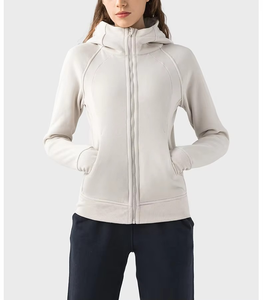 Sweat-shirt à capuche personnalisé pour l'hiver, vêtements de sport à manches longues, vêtements épais et chauds, veste de sport à fermeture éclair pour femmes, veste de yoga à fermeture éclair - Product Image 4