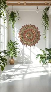 Bohemian Metal Wall Art Floral Mandala Decorative Hanging Circular Handmade Metal Handicraft Plant Pattern - Product Image 2